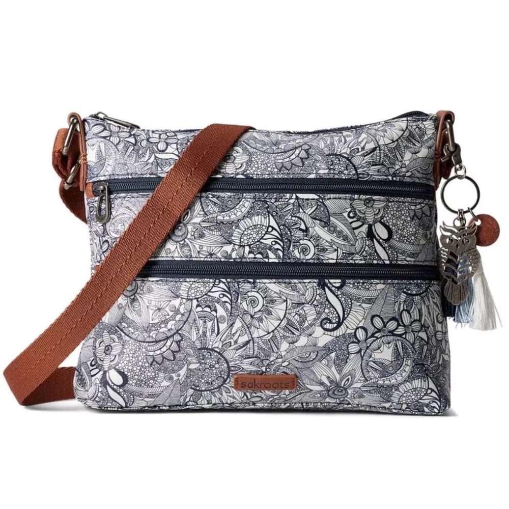 SAKROOTS Women’s Navy Blue Spirit Desert 2 Artist Circle ~ Crossbody Vegan NWT